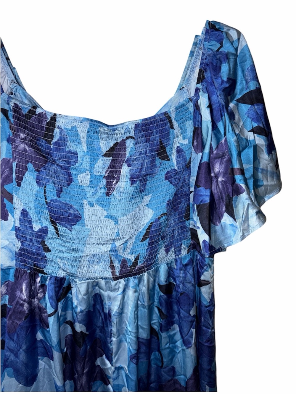 Blue Floral Tie-Front Maxi Dress 2X NWT - Picture 5 of 8